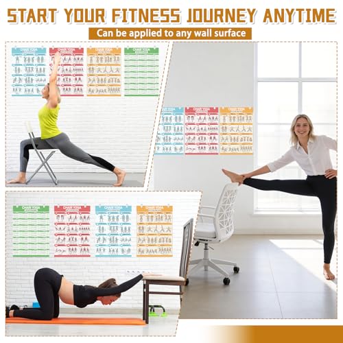 Chair Yoga Poster Set for Seniors – 36 Poses, 28-Day Challenge