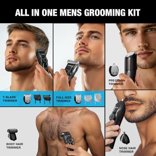 SUPRENT Beard Trimmers for Men - All-in-One Mens Grooming Kits with 40 Precision Dials£¬Waterproof Adjustable Trimmers for Hair, Beard, Face, Nose & Body, USB-C Rechargeable, 3.5H Running Time (Black)