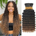 LEISWISS Human Braiding Hair 150g 6 Bundles 18 Inch Deep Wave Ombre