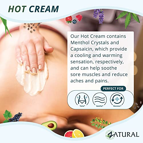 Zatural Hot Cream Muscle Rub Slimming Cream Body Wraps Belly and Skin Firming Professional Therapeutic Grade-Doctor Formulated (32 Ounce)