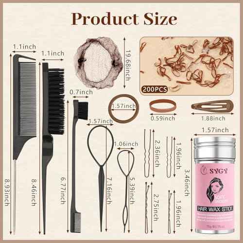 386Pcs Ballet Hair Styling Kit-Hair Wax Stick, 200 Elastic Ties, 50 Bobby Pins, 50 U-Pins, 10 Invisible Hair Bun Nets, 3 Combs&Brushes, 2 Loop Tools, Professional Dance Performance Kit w/Storage Box