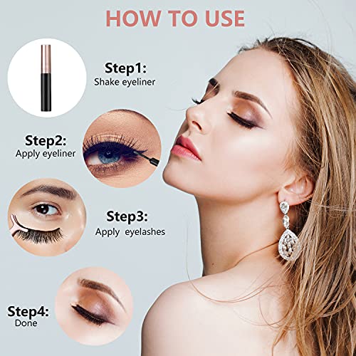 Magnetic Eyelashes Kit with Eyeliner - 10 Pairs, No Glue