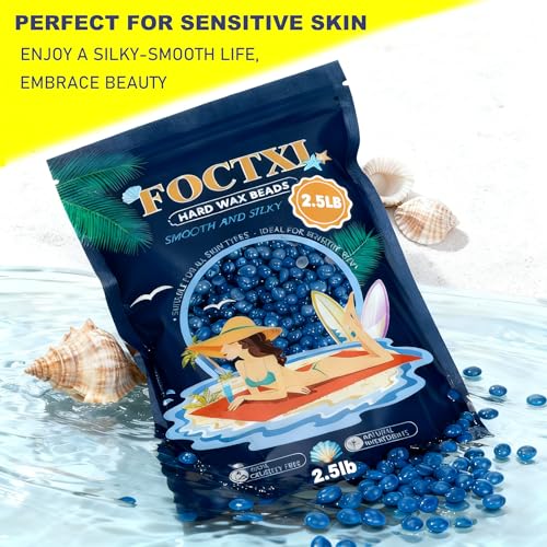 Hard Wax Beads, 2.5lb Wax Beans for Hair Removal Sensitive Skin + 10 Large Applicator Sticks - Coarse Hair Formula ? Brazilian Bikini, Face, Eyebrows, Underarms, Arms, Chest, Back, Legs(1134g)