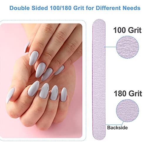 50 Pcs Double-Sided Nail Files - 100/180 Grit Emery Boards for Acrylic & Natural Nails