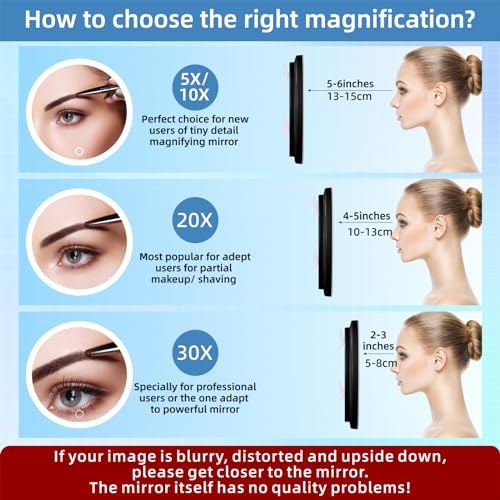 30x Magnifying Mirror with Light, Rechargeable LED