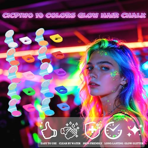 10 Colors Temporary Hair Chalk Set - Washable Neon Hair Dye for Kids