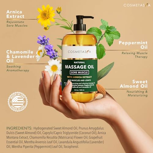 Cosmetasa Peppermint-Arnica Massage Oil - 8.8 oz, Warming, Unscented Variant
