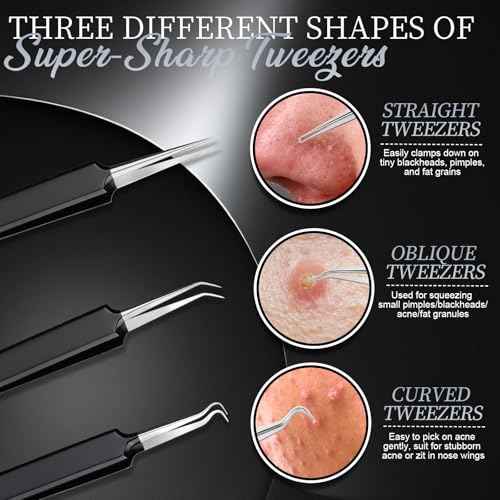 Teenitor Blackhead Remover Tools and Pimple Popper Tool Kit, 9 Pcs Stainless Steel Black Head Remover for Face Tool Comedone Extractor Tool for Blackhead, Pimple, Ance, Whitehead, Facial Hair