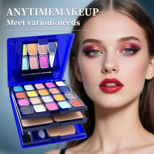 Badhare Eyeshadow Lipstick Blusher Makeup Box 20 Color Eyeshadow Palette 5 Lipstick 5 Blusher Set Full Face Makeup Kit with Cosmetic Mirror,Blush, Highlighter, Brushes & Sponge Personal Makeup Set