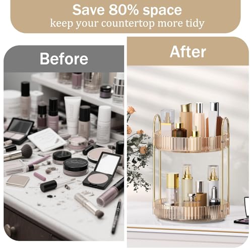 MOKANI 360° Rotating Makeup Organizer - 2 Tier Perfume Storage
