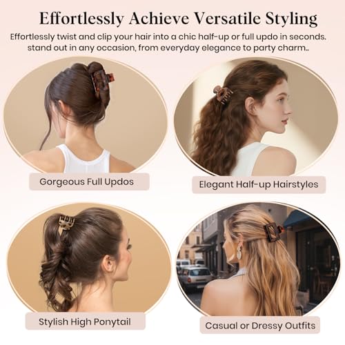 Medium Claw Clips for Women - 8 PC Hair Clips Set