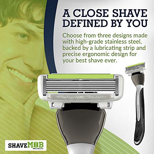 ShaveMOB 6-Blade Men's Razor Kit (Flex Head Handle with 4 Refills) (No Trimmer) - The Caveman Shaving Kit