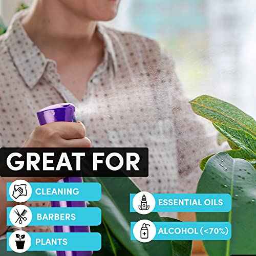 Hula Home Continuous Spray Bottle for Hair (10.1oz/300ml) Empty Ultra Fine Plastic Water Mist Sprayer ? For Hairstyling, Cleaning, Salons, Plants, Essential Oil Scents & More - Purple