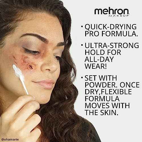 Mehron Makeup Liquid Latex | SFX Makeup | Halloween | Latex Glue for Skin | Prosthetic Glue 1 fl oz (30 ml) (Clear Flesh)