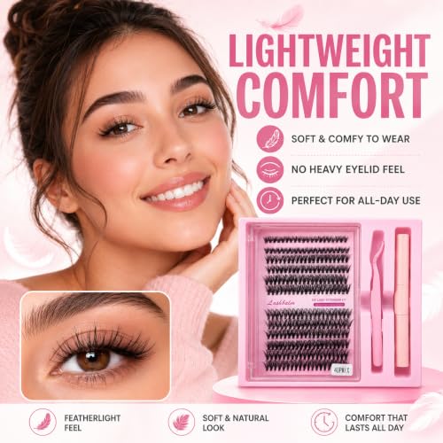 Natural Lash Clusters Kit 120Pcs | Clear Band CC-Curly 8-16MM