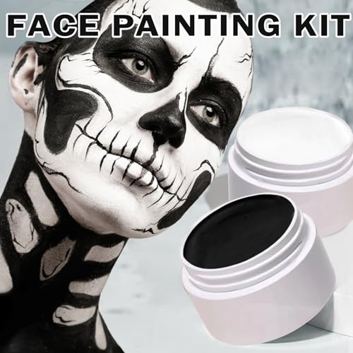 Black & White Face Paint Kit - Professional Halloween Makeup