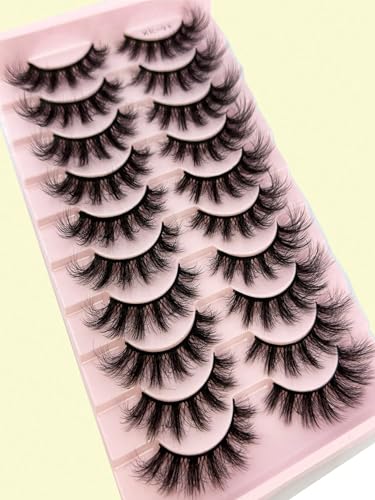 3D Imitation Mink False Eyelashes - 10 Pairs Natural Thick Fluffy Lashes