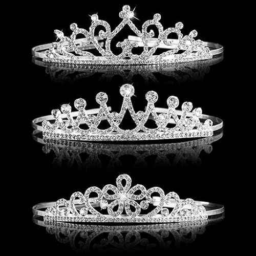 6 Pack Crystal Tiara Headband, Silver Princess Crown, Rhinestone Headband for Women, Girls, Princess Tiara Hair Accessories for Birthday Party, Wedding