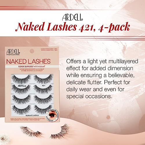 Ardell Naked Lashes 421 Natural Look False Eyelashes, 4 Pairs Pack