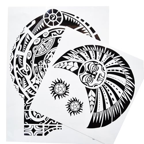 Waterproof Tribal Tattoos - 2 XL Sheets for Chest & Arms