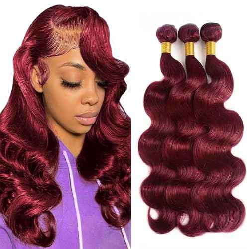 Burgundy Human Hair Bundles 10 12 14 Inch Wine Red Bundle Unprocessed Brazilian Virgin Human Hair Extensions 99j Body Wave Bundles For Women
