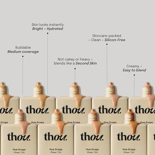 Thou Hue Drops Sheer Skin Tint/Foundation - 140 Neutral Warm, Medium Coverage, Natural Finish, silicone-free, Lightweight & Long-Lasting Foundation, Makeup Essentials, Easy to Blend, 30ml