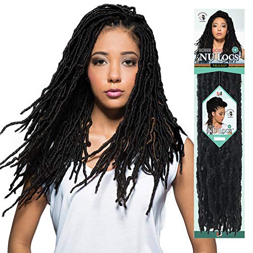 Bobbi Boss Synthetic Hair Crochet Braids African Roots Braid Collection Nu Locs 18" (4-Pack, 1B)
