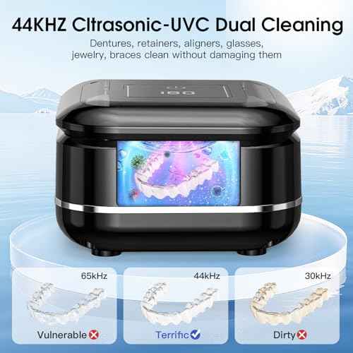 HAUSBELL Dental Pod: Ultrasonic Retainer Cleaner, Denture Cleaner Machine with 8 Cleaner Tablets, Aligner Cleaner, Nightguard Cleaner, Mouthguard Cleaner, Ultrasonic Cleaner with Noise-Reduction Lid