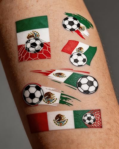 Mexico Flag Temporary Tattoos 30-Pack for Soccer Fans