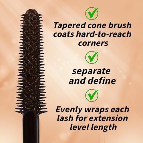 Brown Dramatic Mascara - Tapered Cone Brush, Smudge-Proof, 10ml