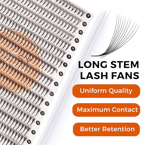 Eyesy Lash 448 Narrow Promade Fans & 1200 Promade Fans - Premade Volume Lash Extensions Tray Mixed Length