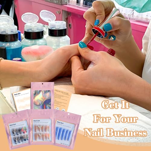 Complete Press-On Nail Packaging Set with Holographic Bags & Display Cards