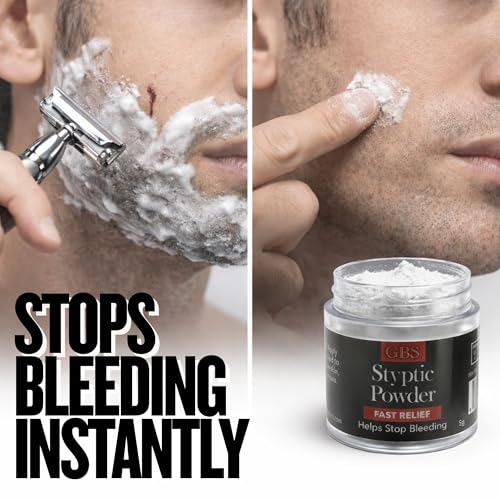 G.B.S Styptic Powder Jars 0.18 oz (3-Pack) - Quick Stop Bleeding for Shaving Nicks & Razor Cuts