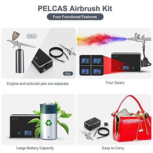 PELCAS Airbrush Gun with Compressor & LCD Display