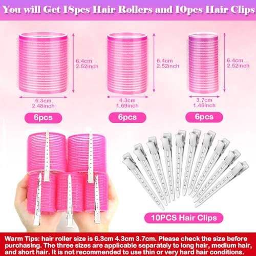 Cludoo Jumbo Hair Rollers Set 28 Pcs Self Grip Curlers with Clips