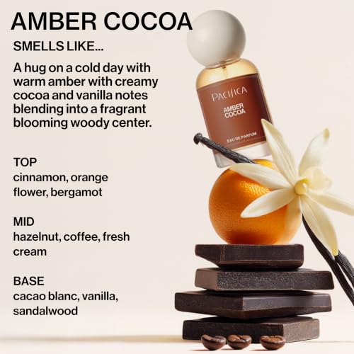 Pacifica Amber Cocoa Eau de Parfum – Warm Spiced Gourmand Fragrance for Women, Long-Lasting & Vegan