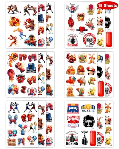 165Pc Boxing Temporary Tattoo Stickers - 18 Sheets Party Favors