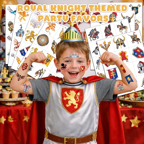 96 Piece Royal Knight Temporary Tattoos for Kids