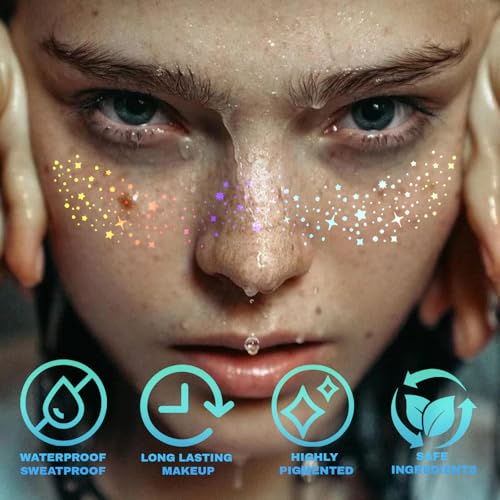 Holographic Glitter Freckles Face Tattoo Stickers - 12pcs