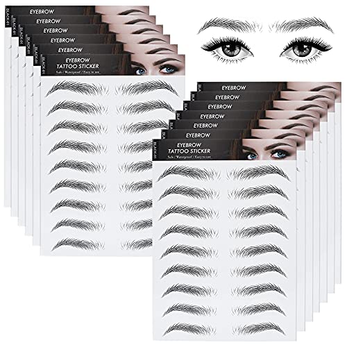 4D Hair-Like Waterproof Eyebrow Tattoo Stickers - 12 Sheets