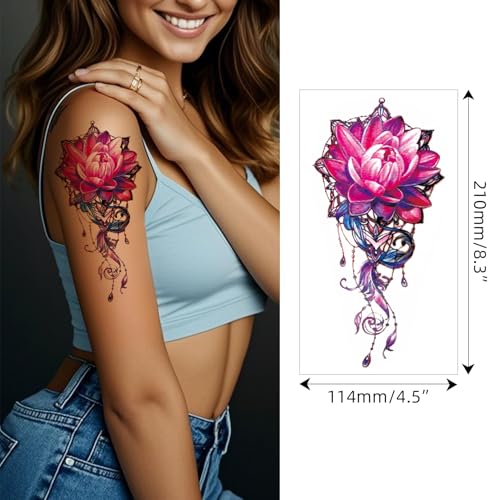 VERKSTAD Christmas 12 Sheets Temporary Tattoos for Men Women Adult, Half Arm Sleeve Waterproof Fake Temp Tattoo Stickers, Fox Tiger Mermaid Sexy Tattoo Hand and Body Art Parties