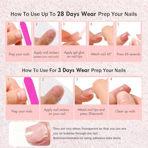 KXAMELIE Black Square French Tip Press On Nails Short with Glue - Natural Fit, Elegant Fake Nails Kit