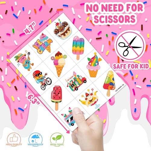 96 PCS Ice Cream Temporary Tattoos for Kids - Party Favors