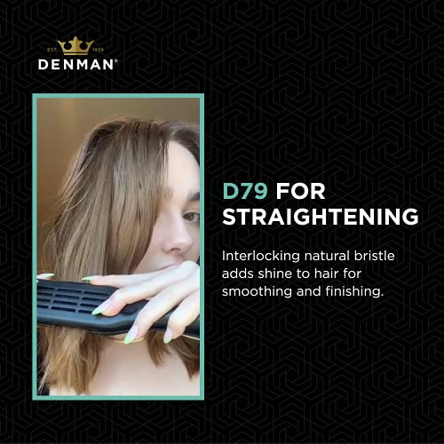 Denman D79 Thermoceramic Hair Straightening Brush - with Boar Bristles - For Wide, Wavy, Curly, Coily Hair ? Black