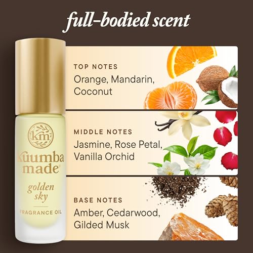 Kuumba Made Golden Sky Fragrance Oil, Long-Lasting Small-Batch Perfume Roller, Vegan, Alcohol-Free, 0.15 Fl Oz