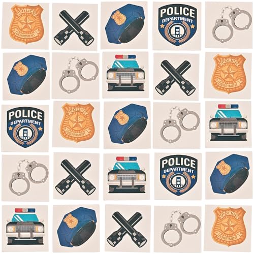 Fun Express Police Party Tattoos (72 Pieces) Party Favors, Arts & Crafts Supplies