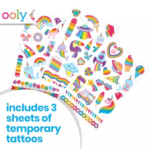 Ooly 50 Rainbow Temporary Tattoos for Kids – Safe & Non-Toxic