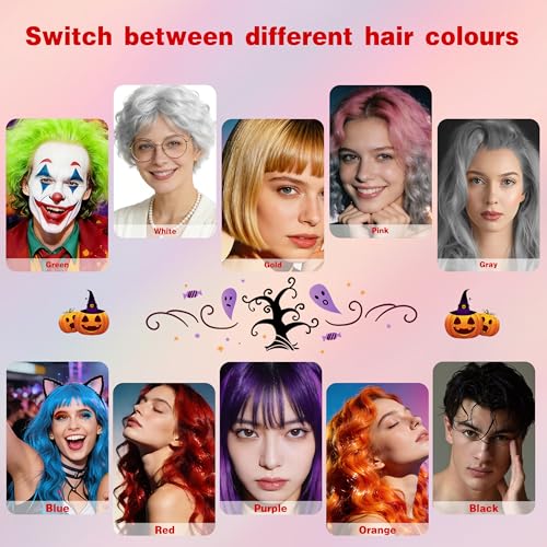 Temporary Hair Color Spray - 10 Vibrant Shades, Washable