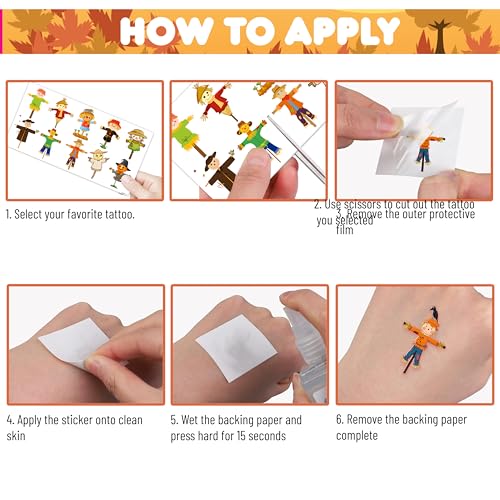Scarecrow Temporary Tattoos for Kids - 10 Sheets, 100 PCS
