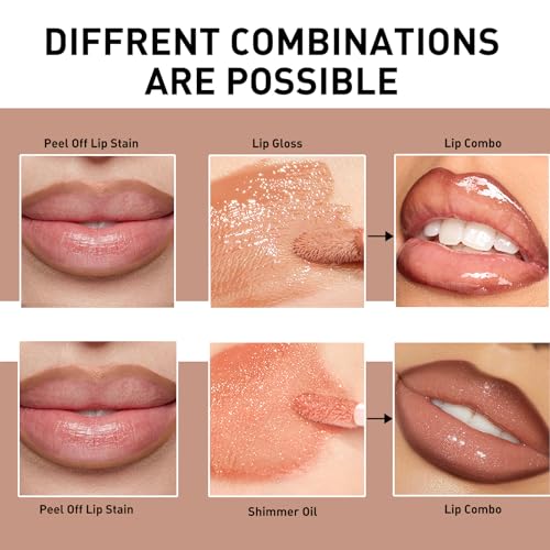 Lip Stain & Gloss Set - Waterproof Peel Off Lip Tint Kit